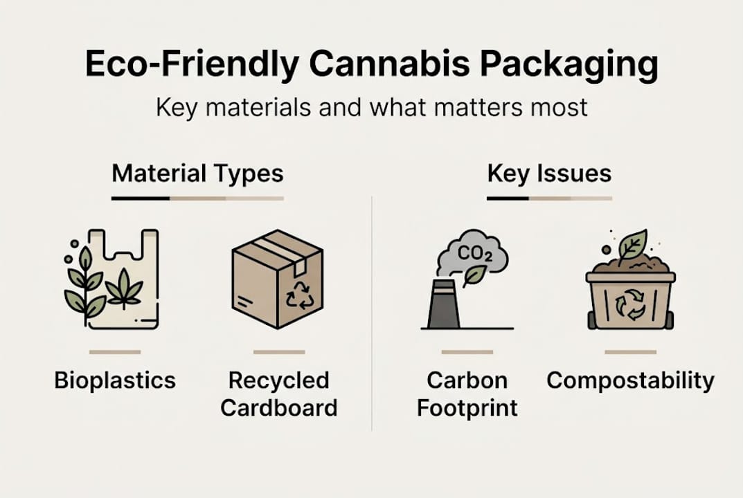 Infographic on cannabis packaging materials and impacts