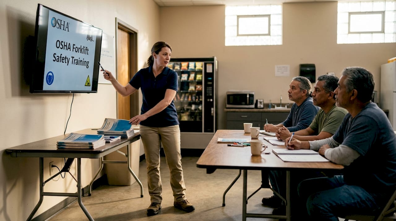 Forklift classroom training led by instructor