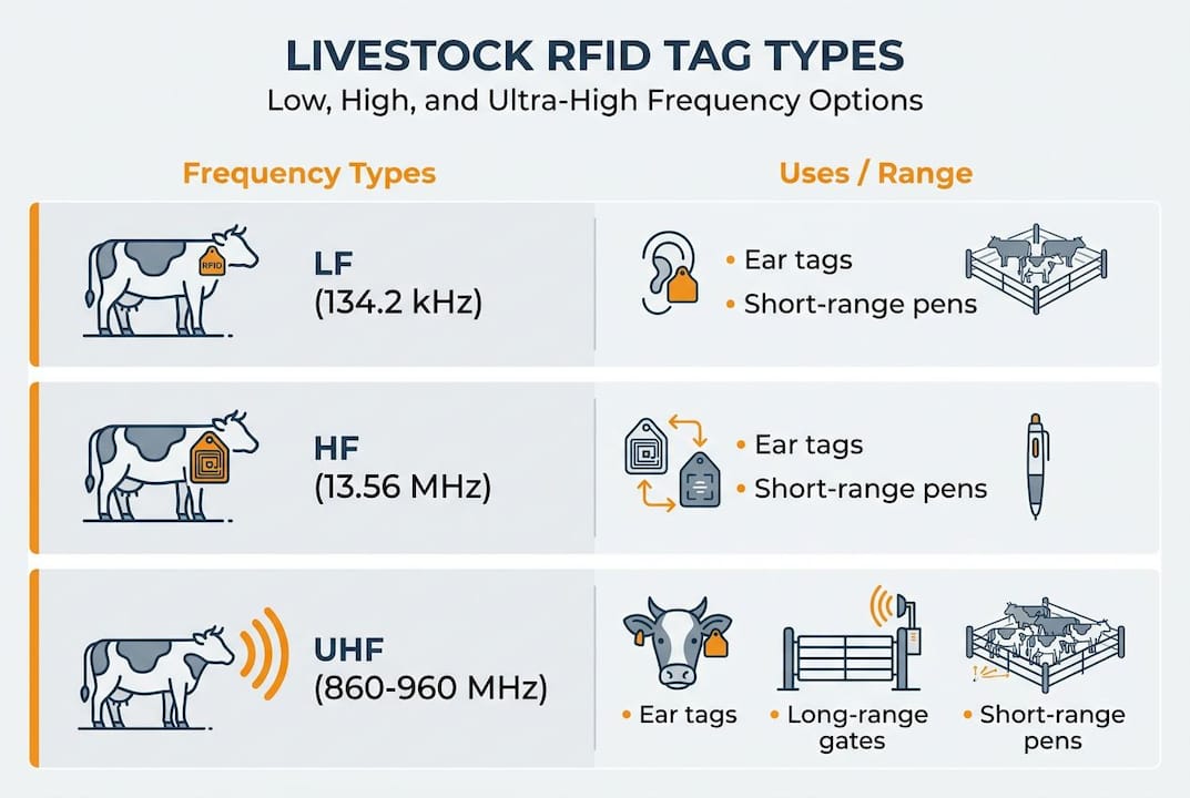 Infographic comparing livestock RFID tag frequencies