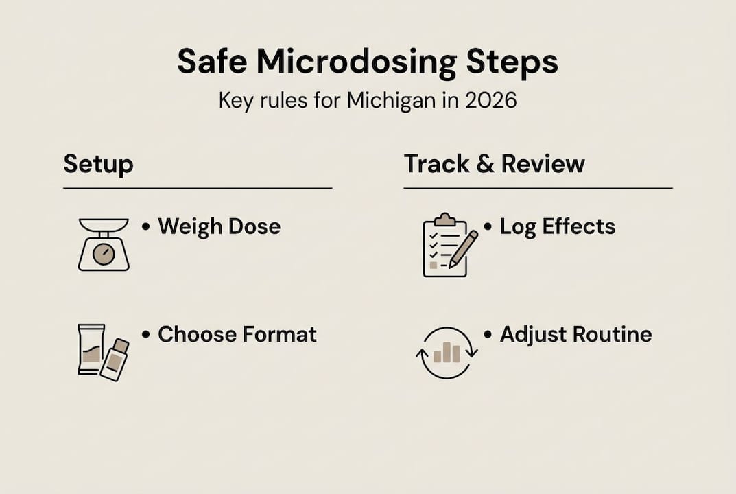 Infographic showing safe microdosing workflow steps