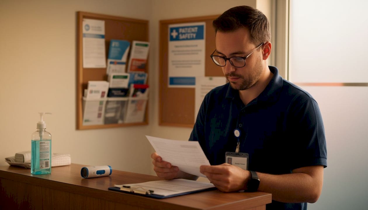 Nurse reviewing psilocybin safety checklist