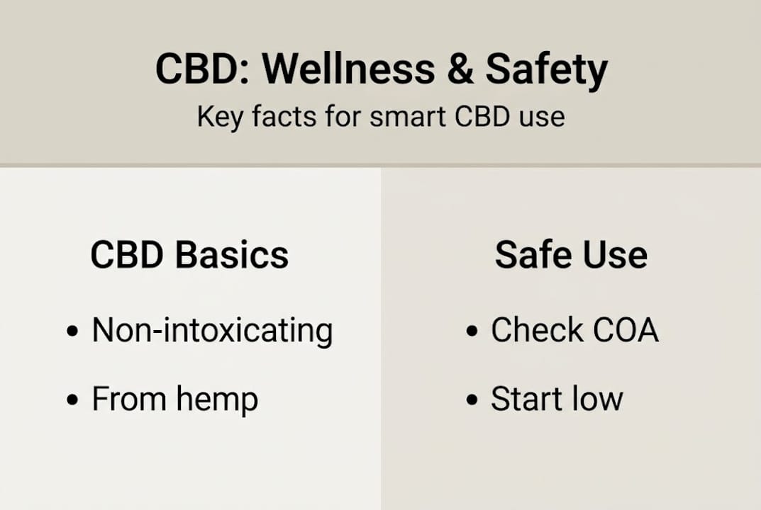 Infographic showing CBD basics and safety tips