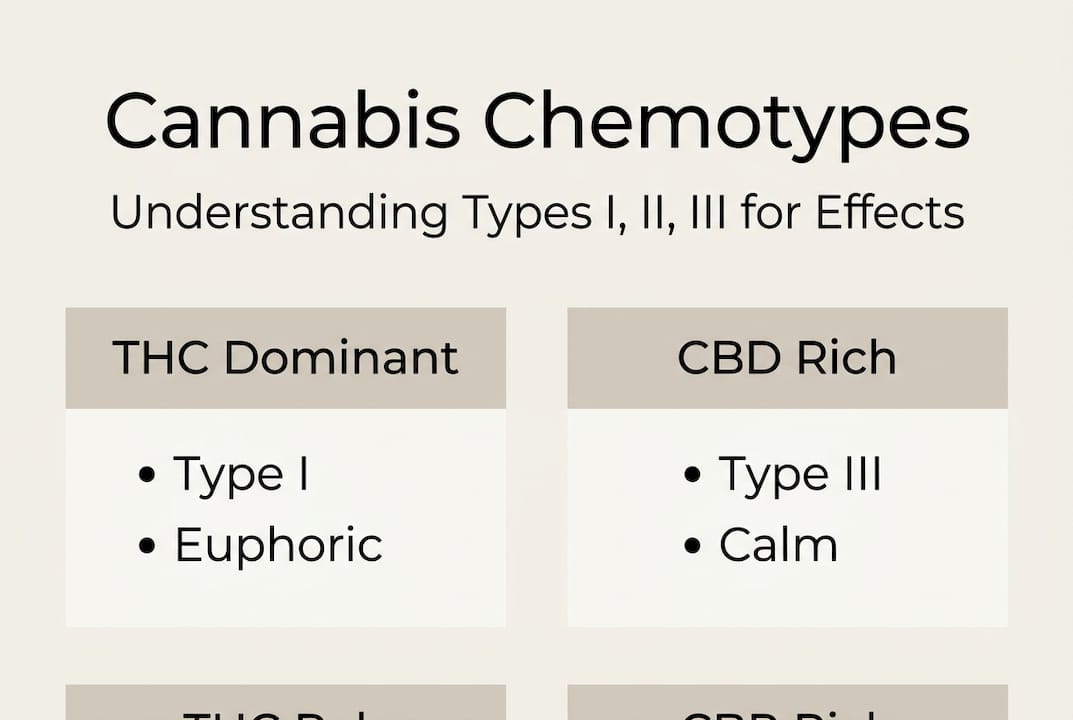 Infographic explaining three main cannabis chemotypes