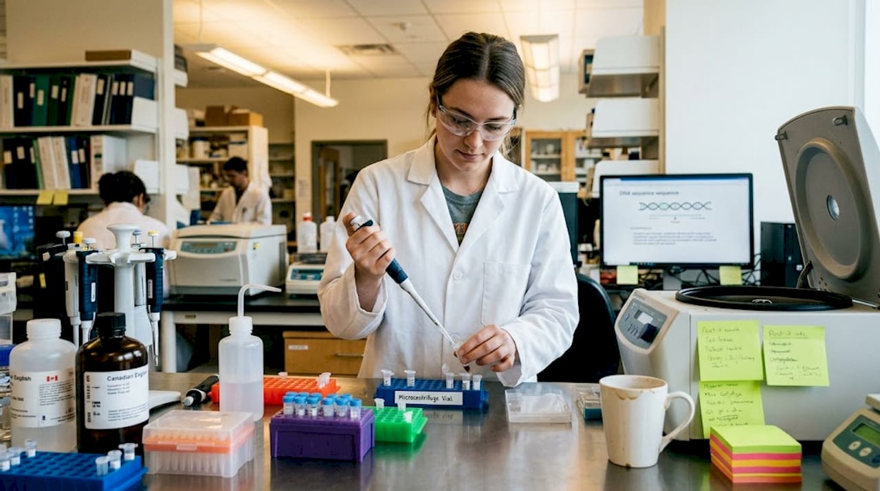 Lab technician handles cannabis genetic test