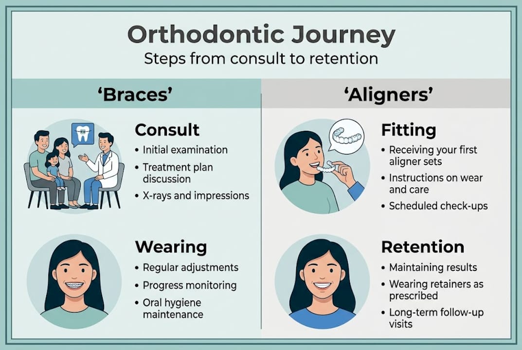 Infographic showing orthodontic treatment journey