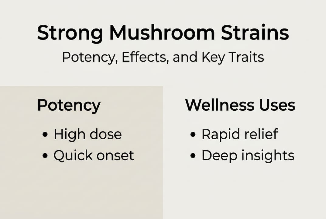 Infographic comparing strong mushroom strains