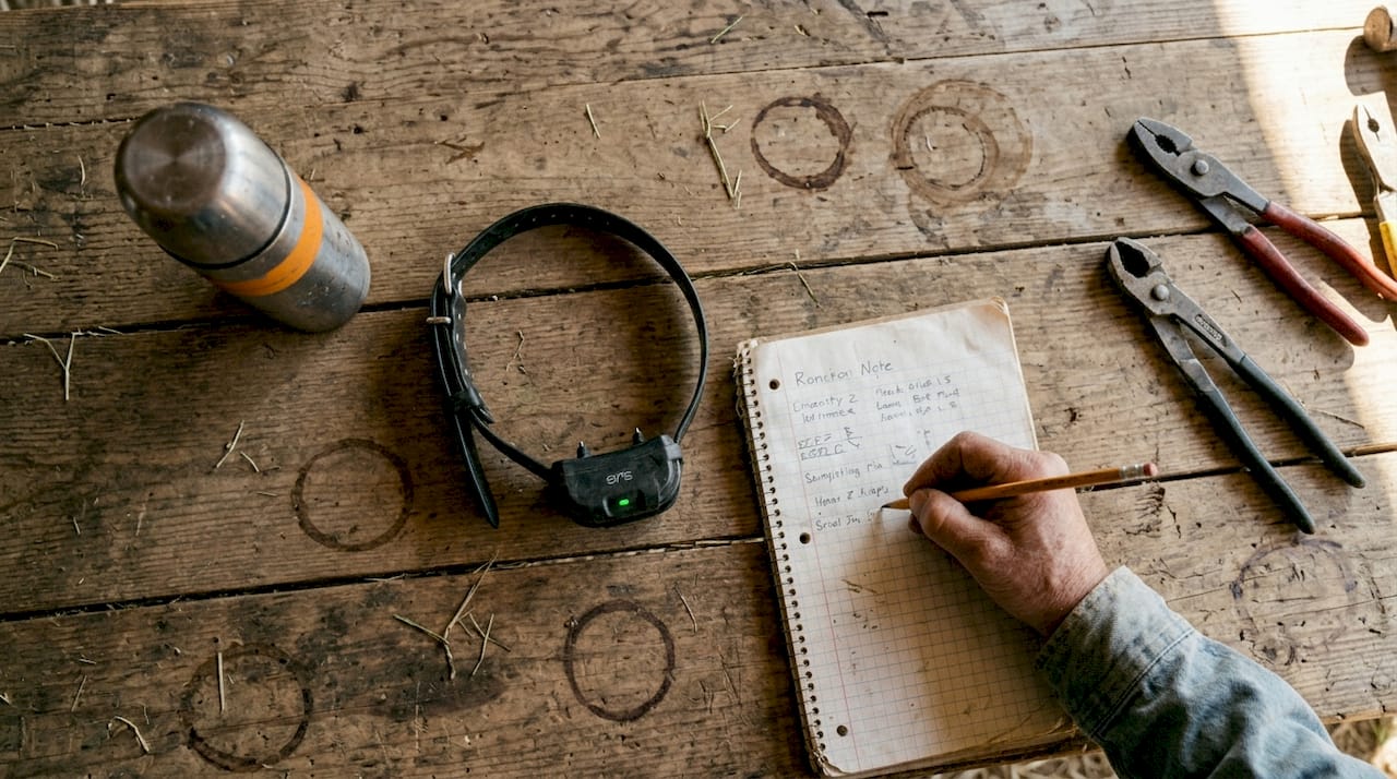 Detailed view GPS livestock collar and equipment