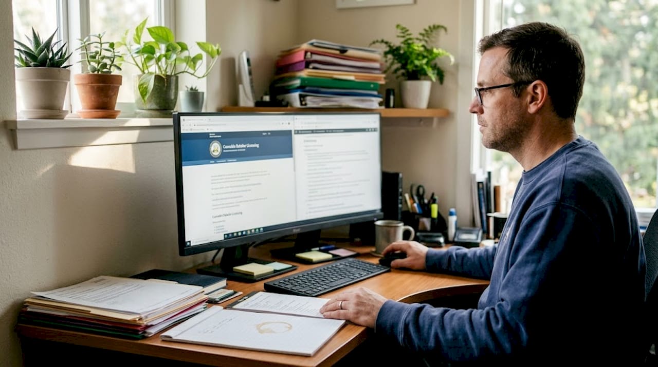 Man verifying licensed cannabis website