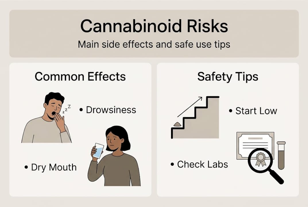 Infographic showing common effects and safety tips