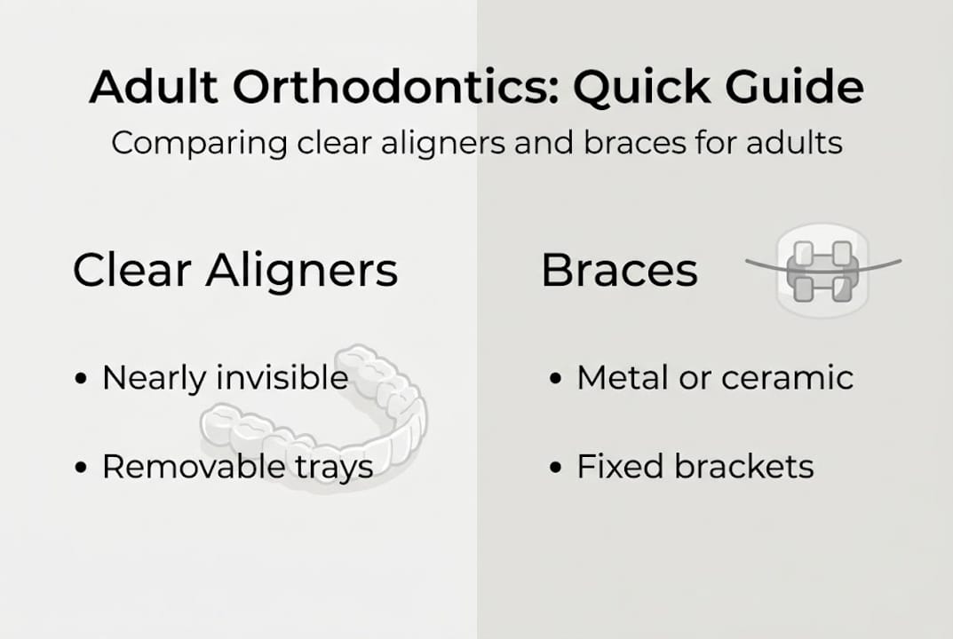 Infographic comparing adult clear aligners and braces