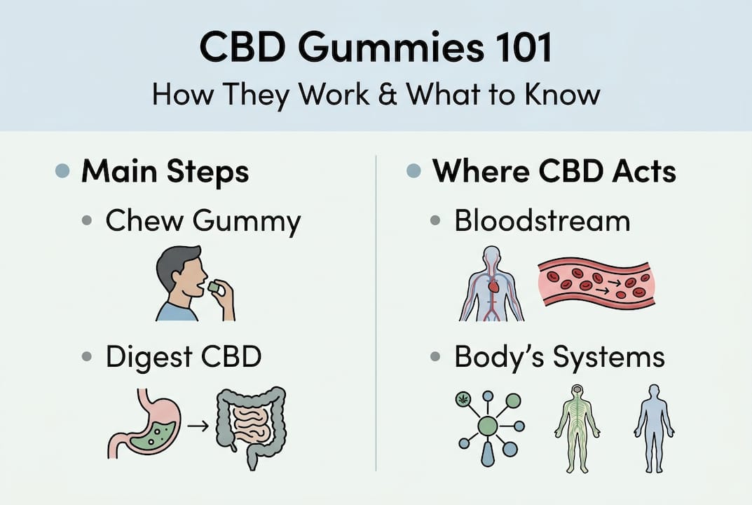 Infographic showing cbd gummy digestion process