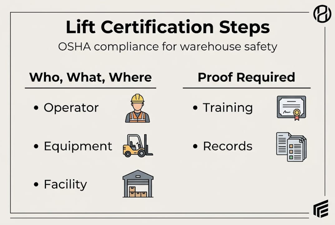 Infographic outlines OSHA lift certification steps