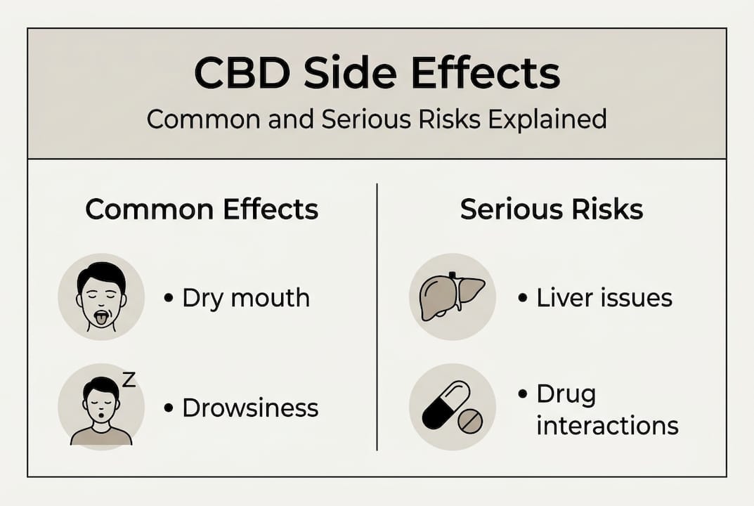Infographic summarizing CBD side effects and risks