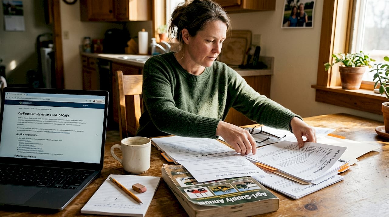 OFCAF BMP grant paperwork on kitchen table