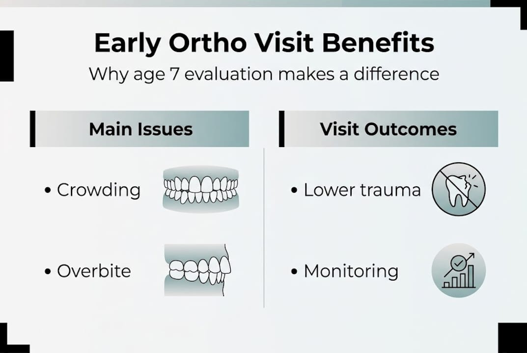 Infographic showing early orthodontic evaluation benefits