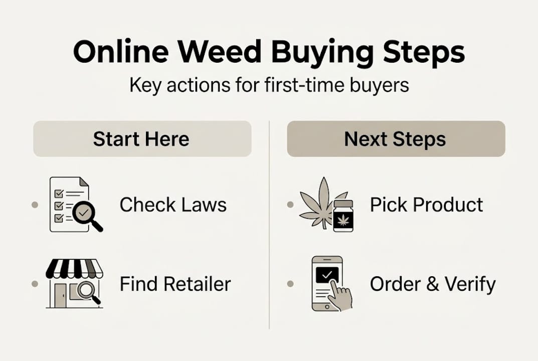 Infographic outlining steps to buy weed online