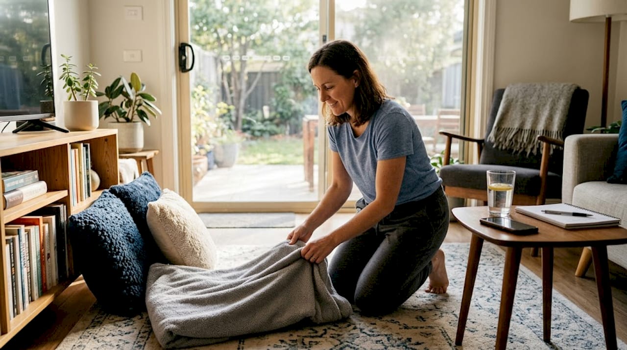 Woman preparing safe home setting for experience