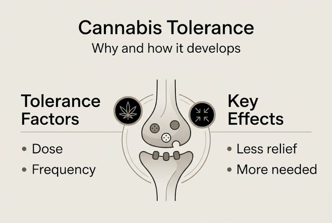 Infographic showing cannabis tolerance overview