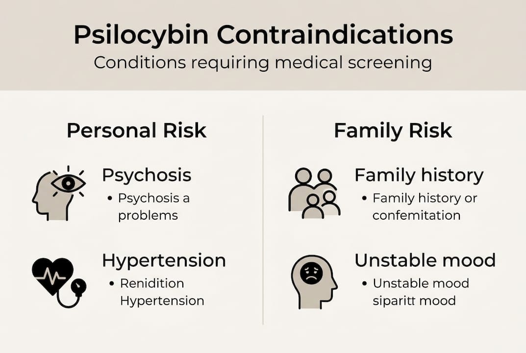 Infographic of mushroom journey contraindications