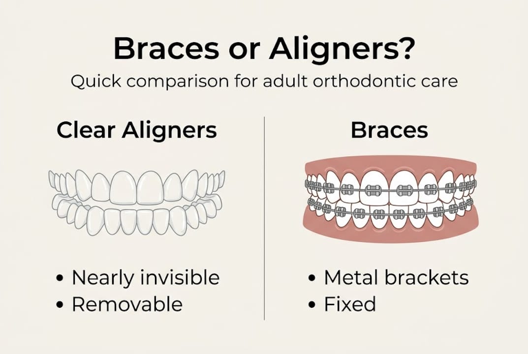 Infographic about braces and clear aligners
