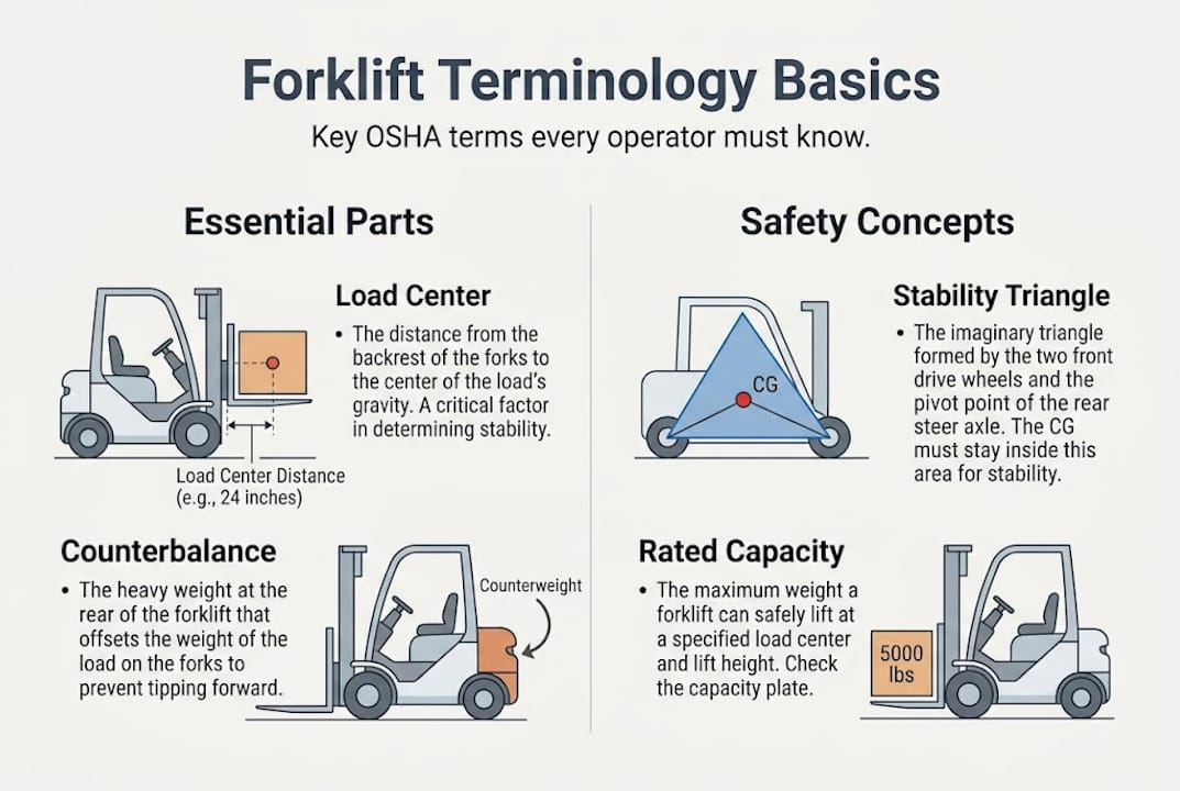 Infographic with forklift terms and categories