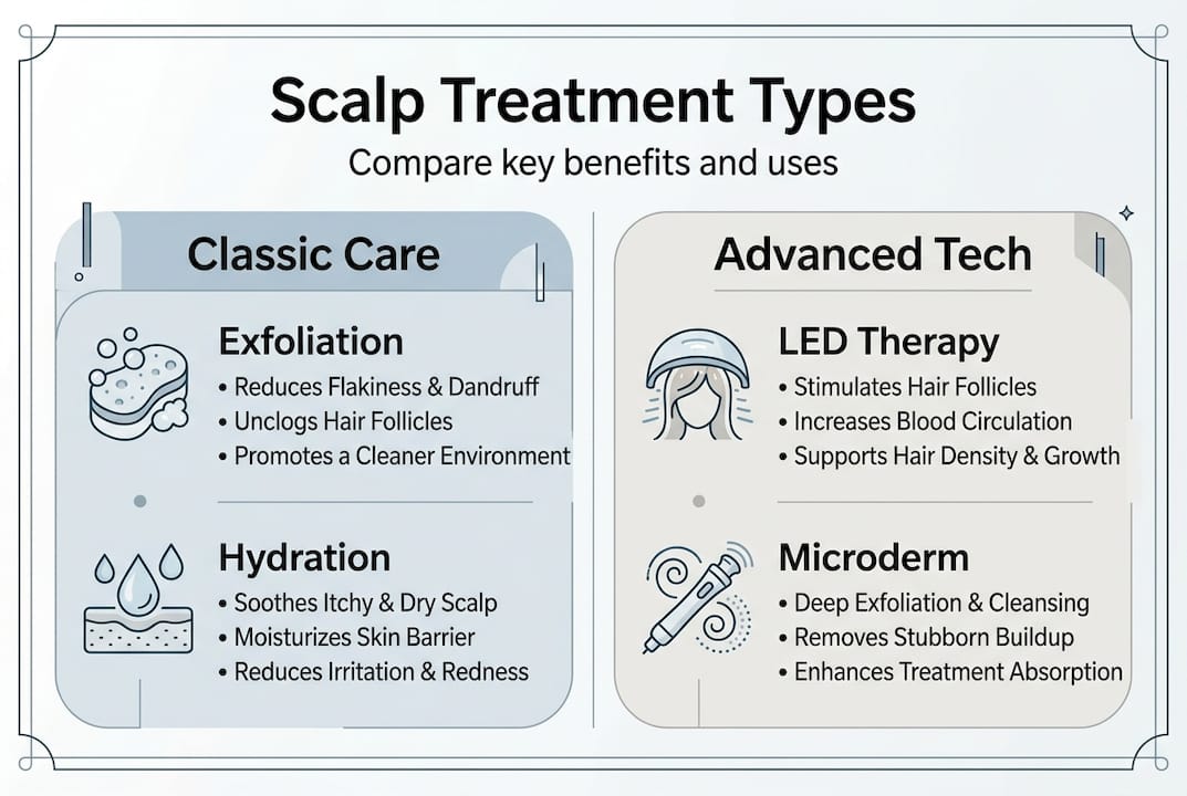 Scalp treatments comparison infographic