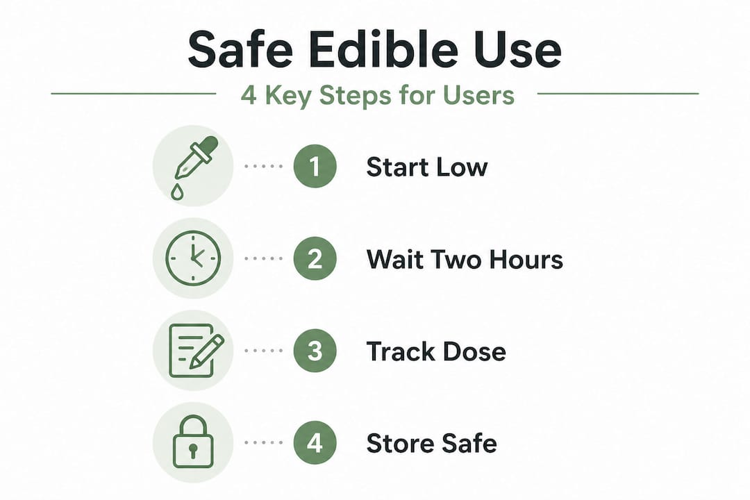 Infographic showing four steps for safe edible use