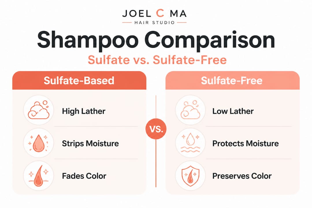 Infographic comparing sulfate and sulfate-free shampoo
