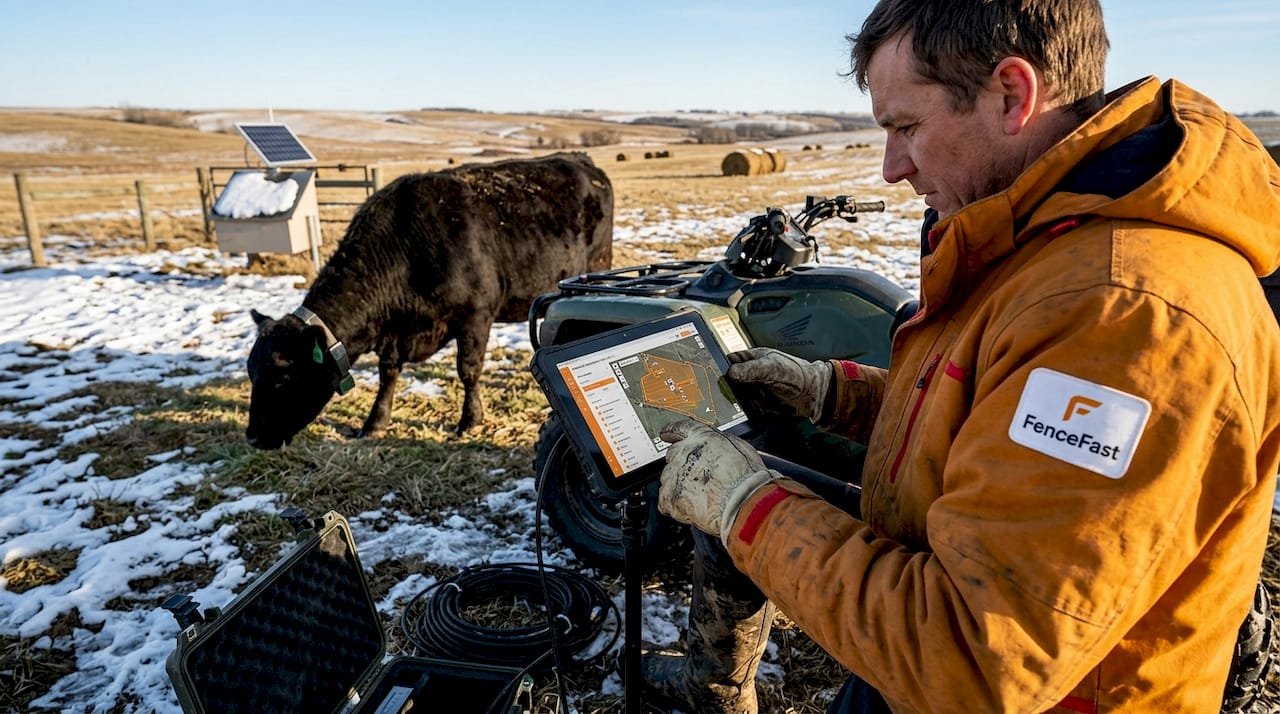 Technician sets up virtual livestock fencing