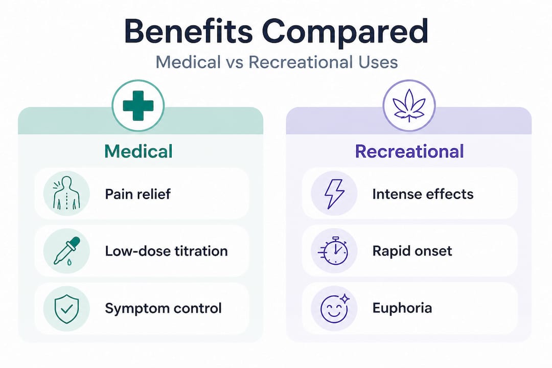 Infographic comparing medical and recreational extract benefits