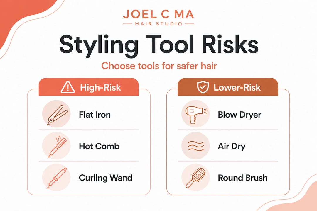 Infographic comparing hair styling tool risks