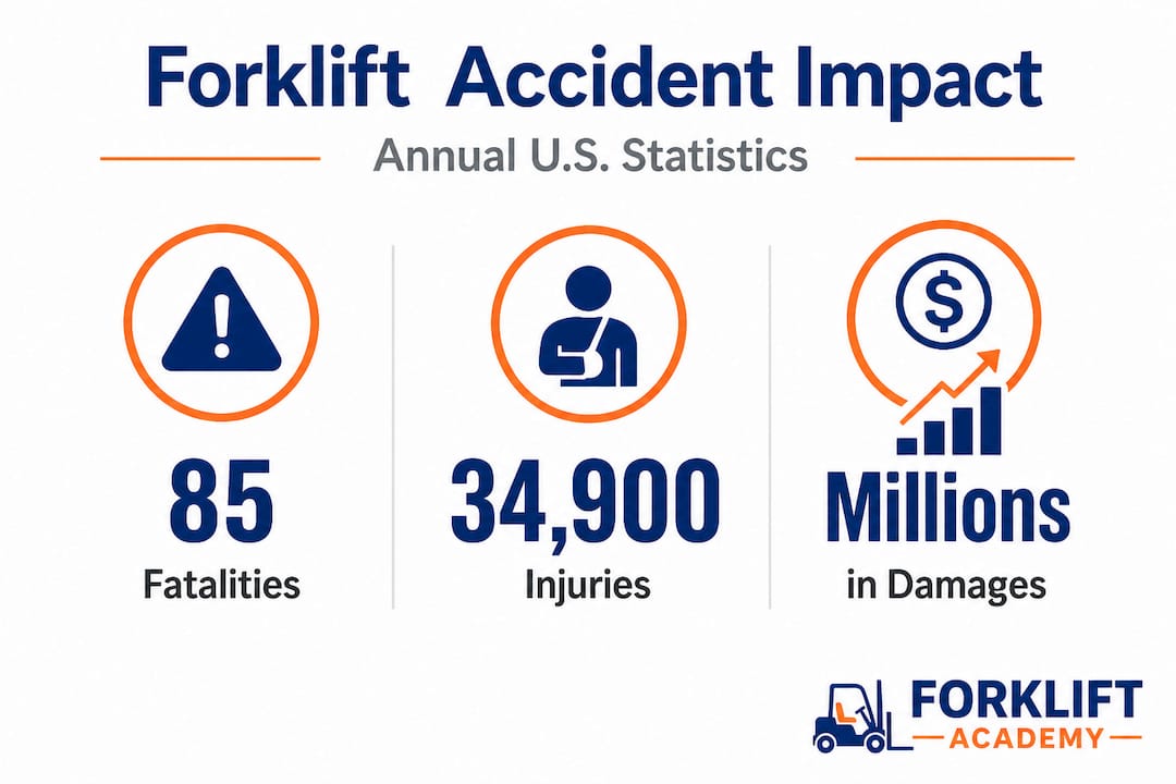 Infographic showing annual forklift accident statistics