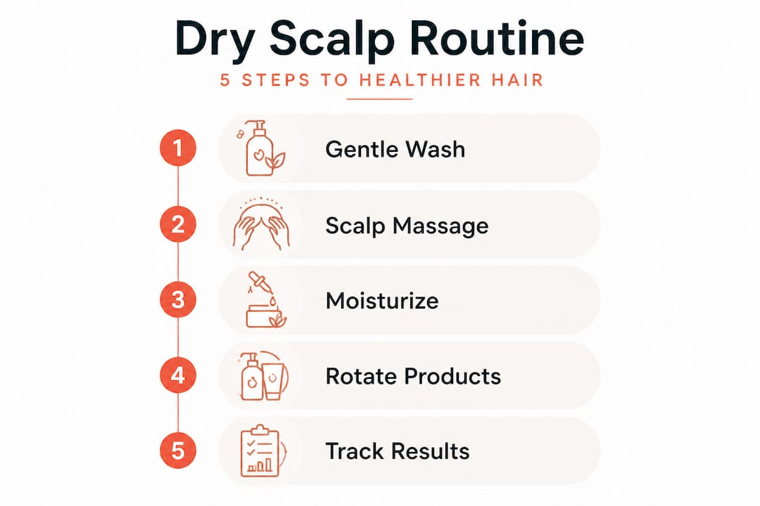 Infographic dry scalp care steps vertical flow