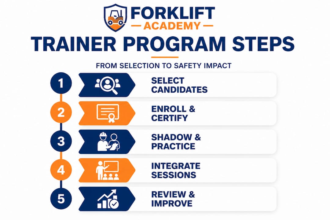 Infographic showing forklift trainer program process steps