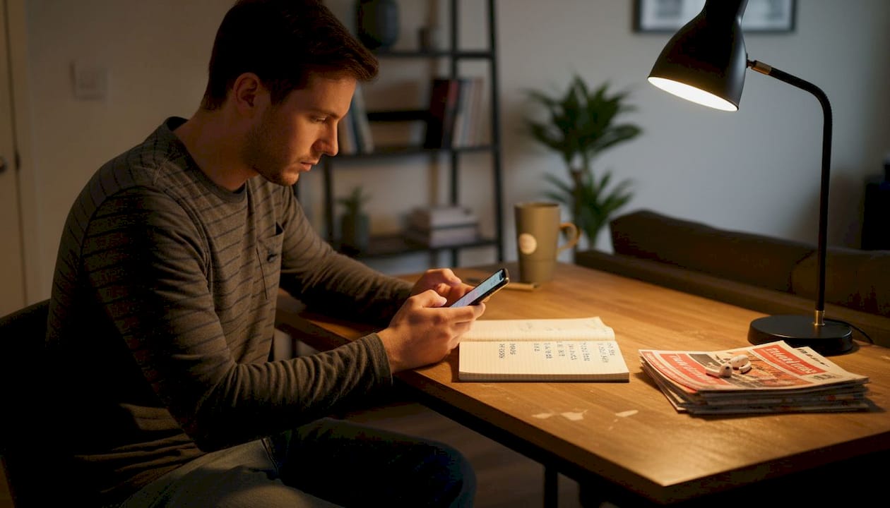 Man recording cannabis discounts in notepad