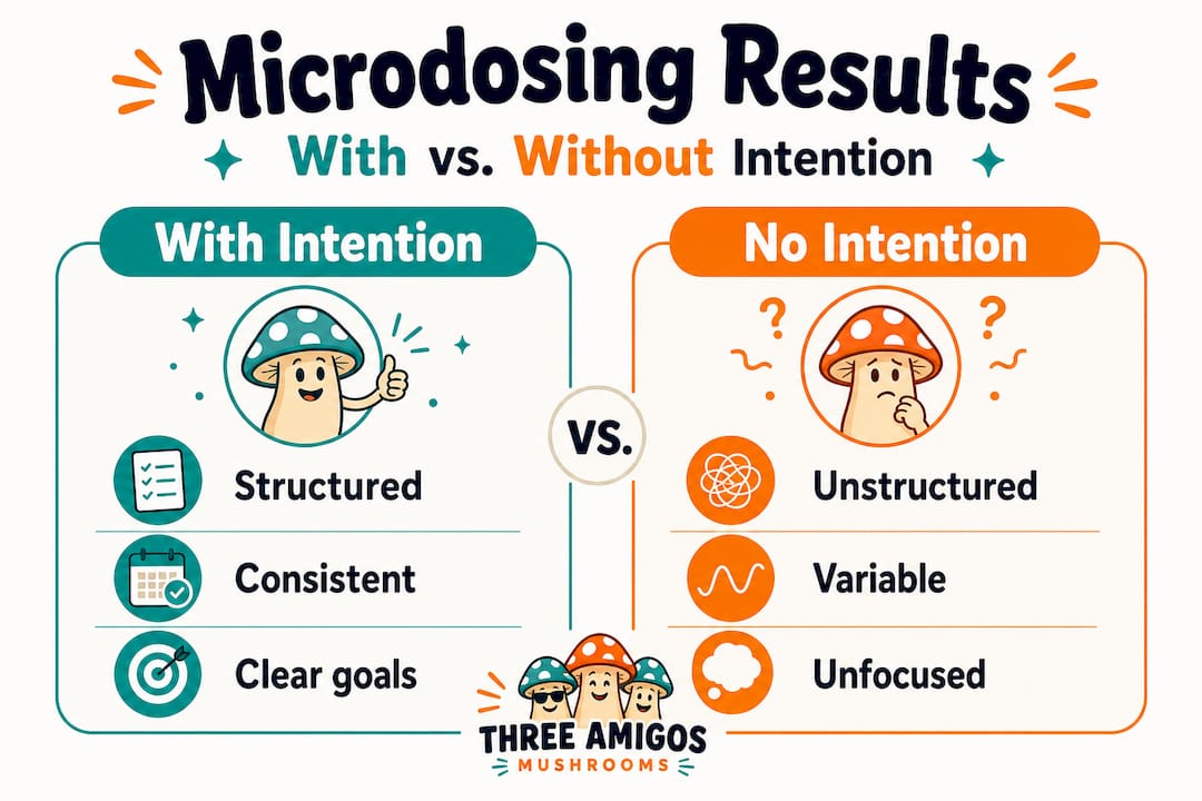 Infographic comparing microdosing with and without intention