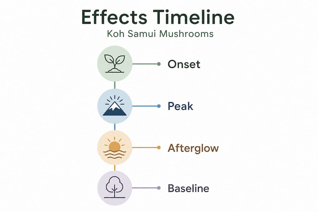 Infographic showing Koh Samui mushroom effects timeline