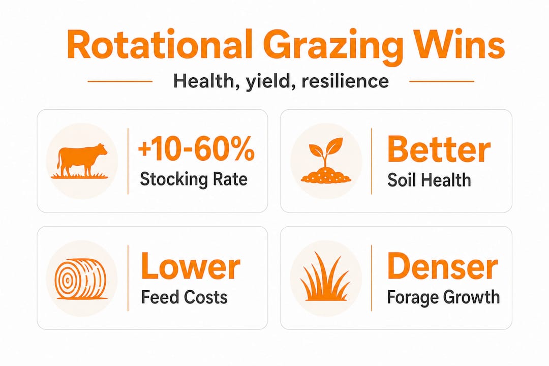 Infographic showing major benefits of rotational grazing