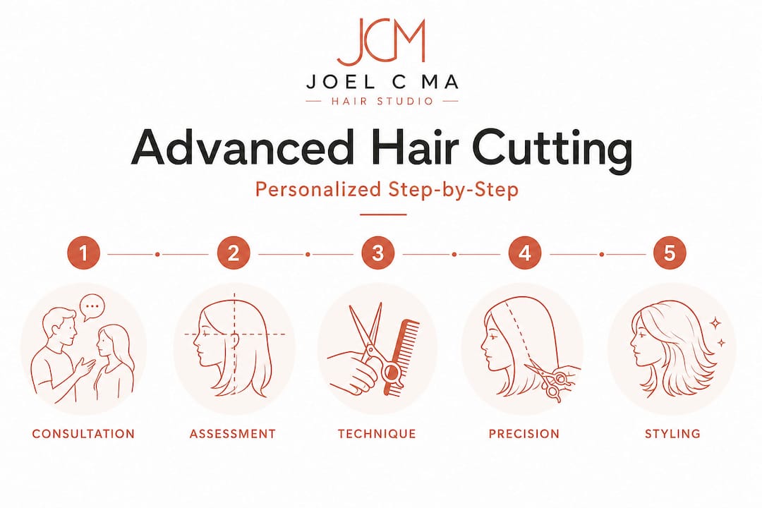 Infographic showing steps of advanced haircut