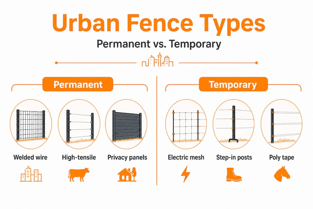 Infographic comparing permanent and temporary fencing