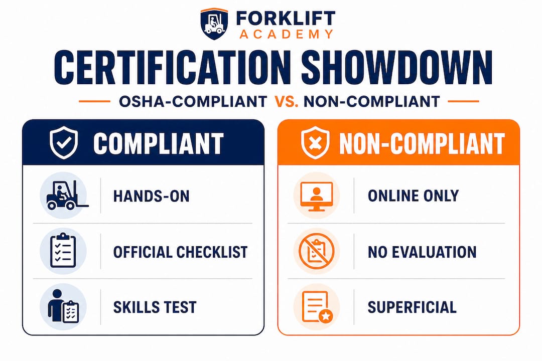 Infographic comparing compliant vs non-compliant certification