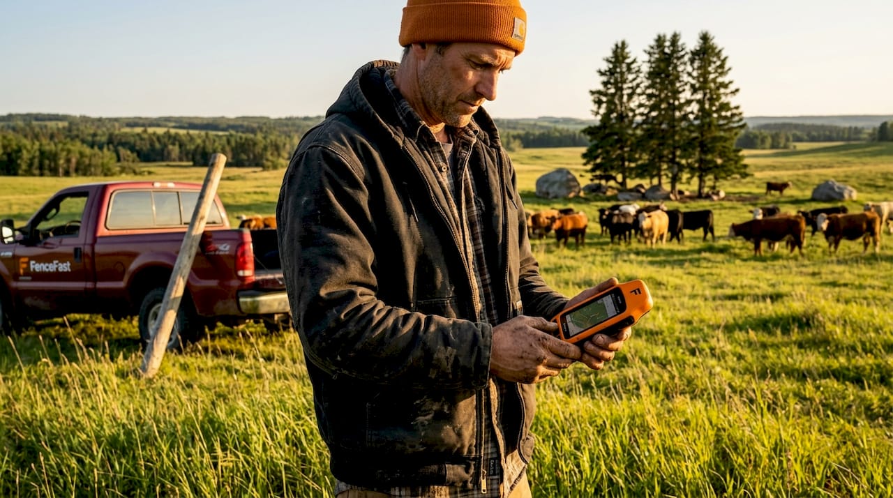 Farmhand using GPS for virtual fencing