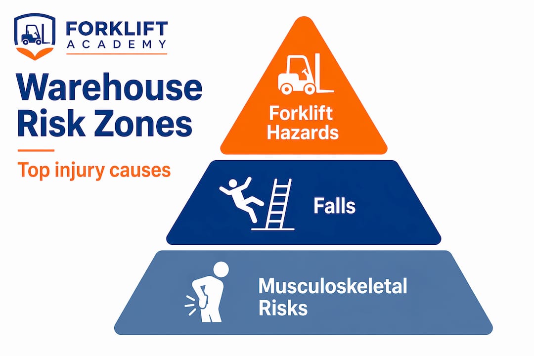 Infographic showing warehouse injury risk hierarchy