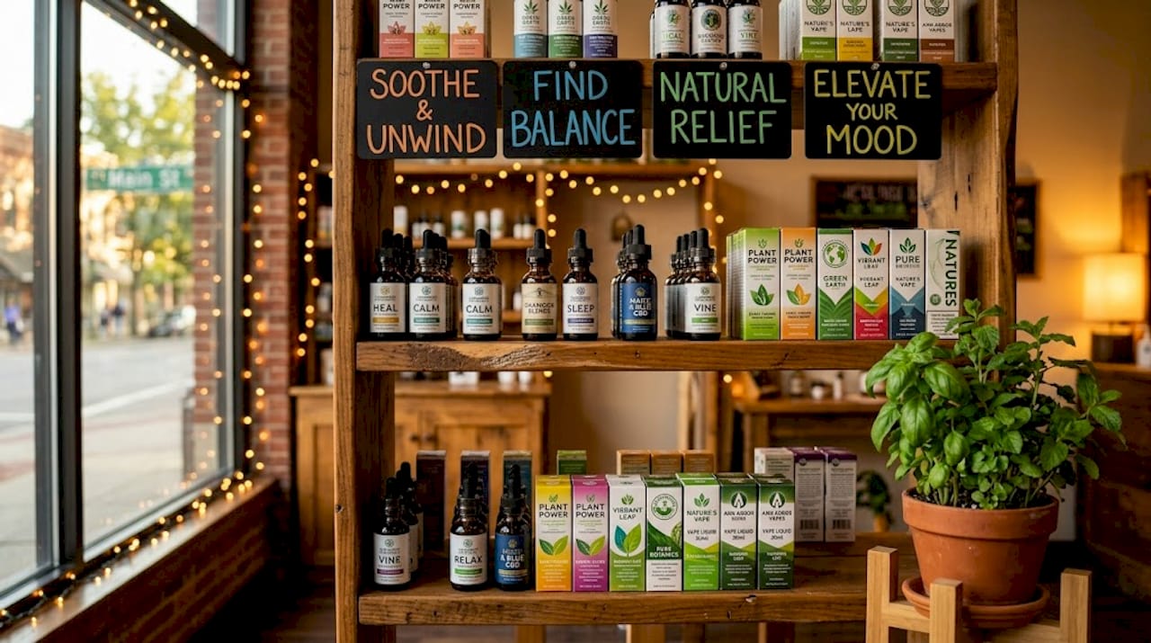 CBD tinctures and plant-based vape shelves