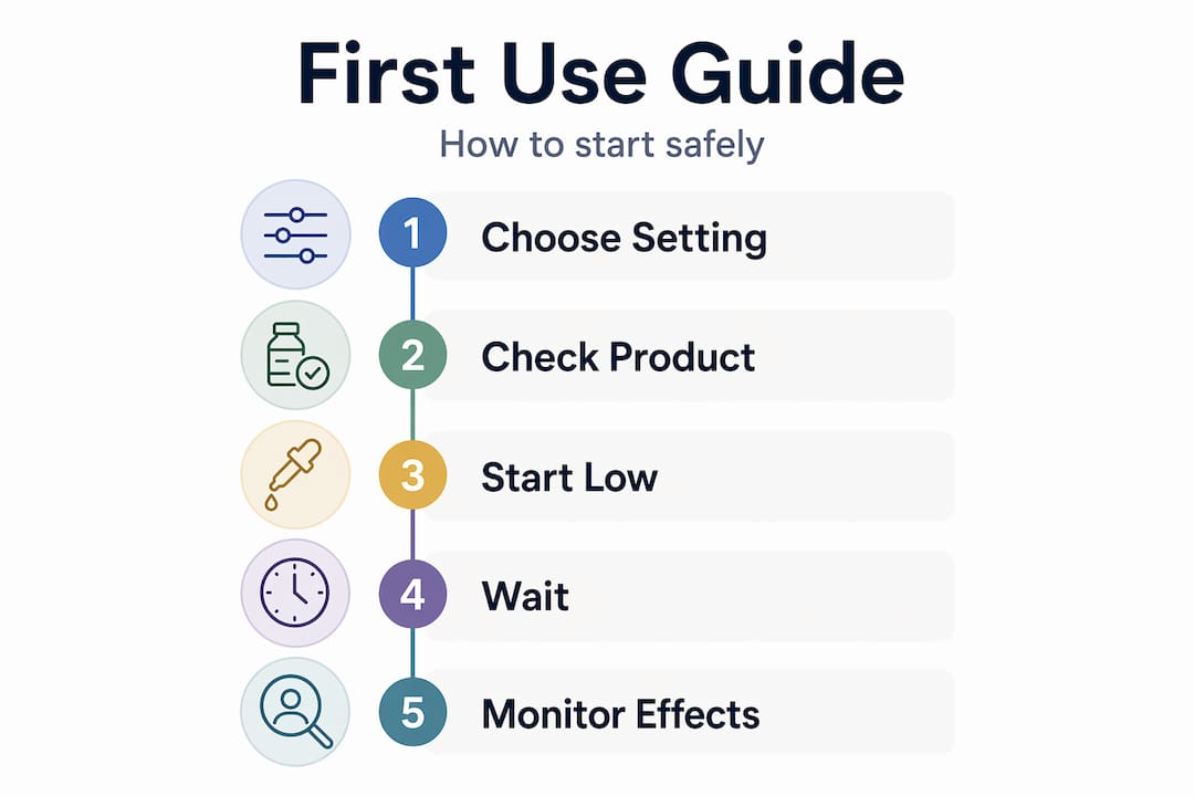 Infographic with first safe cannabis steps