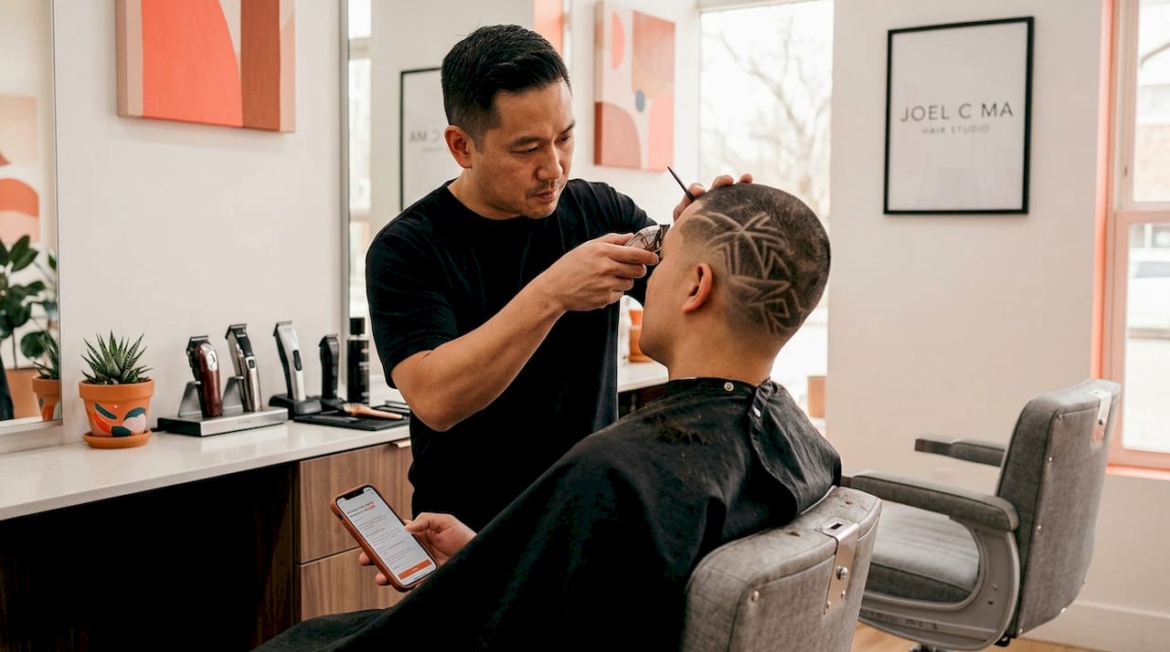 Barber crafting precise buzz cut patterns