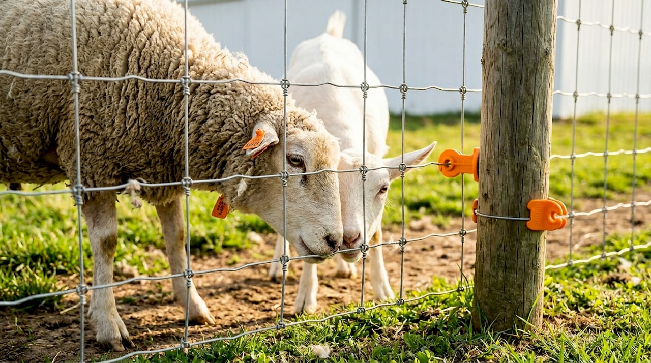 Close up sheep goat fencing mesh detail