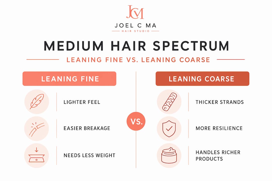 Infographic compares fine and coarse medium hair