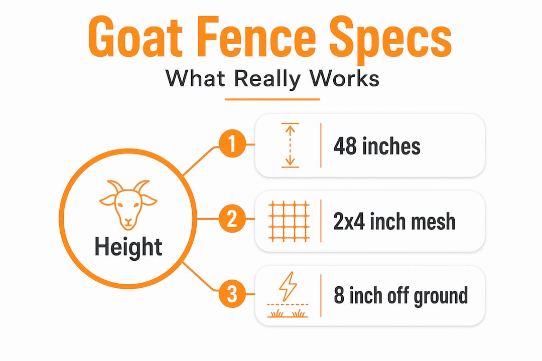 Hierarchy infographic of goat fence specs