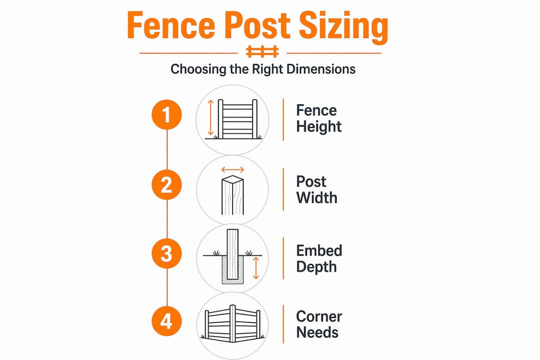Step-by-step fence post sizing guide infographic